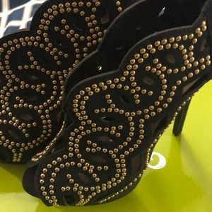 JustFab beaded peep toe heels